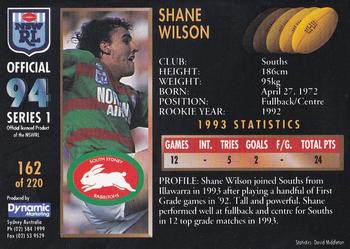 1994 Dynamic Rugby League Series 1 #162 Shane Wilson Back